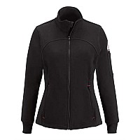 Bulwark Womens Zip Front Fleece Jacketcottonspandex Blend Black Xs