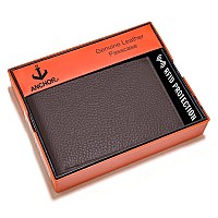 Anchor21 Rfid Mens Brown Wallet Passcase Genuine Leather