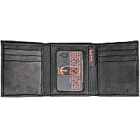 Anchor21 Rfid Mens Black Wallet Trifold Genuine Leather