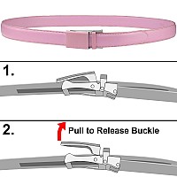 Falari Automatic Ratchet Buckle Leather Belt For Women Boys Girls 1 Inch Wide Trim To Fit Pink Xl Fit Up To 42