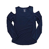 Boxercraft Womens Cold Shoulder Long Sleeve Tshirt Navy Xl