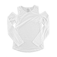 Boxercraft Womens Cold Shoulder Long Sleeve Tshirt White M