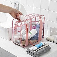 Sxosyo Clear Makeup Bags Large Travel Toiletry Bag For Women Transparent Bag With Handle Clear Cosmetic Bags Bathroom Organizer