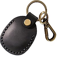 Leather Airtag Holder Keychain Portable Handmade Genuine Leather Air Tag Holder With Keyring Full Coverage Air Tgas Protective