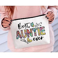 Biuniuring Aunt Gift Best Aunt Ever Gift Mothers Day Gift For Aunt Auntie Makeup Bag