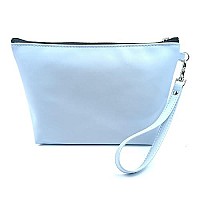 Pihnsdua Blue Cosmetic Bag For Women Travel Small Makeup Pouch Water Resistant Pu Leather Cosmetic Storage Bag With Zip