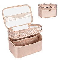 Ocheal Makeup Bag Double Layer Cosmetic Cases Travel Makeup Organizer Toiletry Bags Large Make Up Bag For Women Girls With Adju