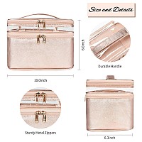 Ocheal Makeup Bag Double Layer Cosmetic Cases Travel Makeup Organizer Toiletry Bags Large Make Up Bag For Women Girls With Adju