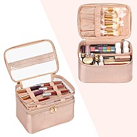 Ocheal Makeup Bag Double Layer Cosmetic Cases Travel Makeup Organizer Toiletry Bags Large Make Up Bag For Women Girls With Adju