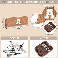 Yoolife Initial Makeup Bags For Women Travel Cosmetic Bag Make Up Bag Large Makeup Bag Travel Essentials Brown Makeup Bag Cute