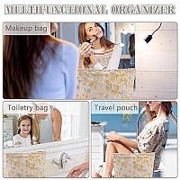 Zlfsrq Silk Flower Makeup Bag Travel Cute Cosmetic Bags For Women Large Makeup Pouch Zipper Cosmetic Pouch For Purse Aesthetic M