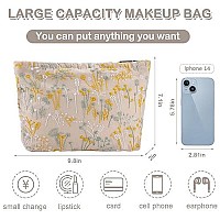 Zlfsrq Silk Flower Makeup Bag Travel Cute Cosmetic Bags For Women Large Makeup Pouch Zipper Cosmetic Pouch For Purse Aesthetic M