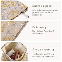 Zlfsrq Silk Flower Makeup Bag Travel Cute Cosmetic Bags For Women Large Makeup Pouch Zipper Cosmetic Pouch For Purse Aesthetic M