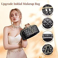 Topeast Travel Makeup Bag Personalized Initial Toiletry Bag With Zipper Cute Makeup Pouch Pu Leather Waterproof Cosmetic Bag