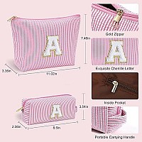 Yoolife Personalized Teen Girl Gifts Initial Cute Pink Cosmetic Makeup Bag Make Up Bag Travel Toiletry Bag For Her Mom Girlfrien