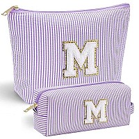 Yoolife Purple Cute Travel Makeup Bag Preppy Makeup Bag Sweet 16 Gifts Sister Girlfriend Gifts Monogram Makeup Bag Make Up Bag