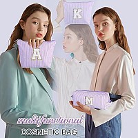 Yoolife Purple Cute Travel Makeup Bag Preppy Makeup Bag Sweet 16 Gifts Sister Girlfriend Gifts Monogram Makeup Bag Make Up Bag