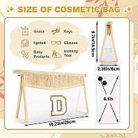 Uixizq Personalized Initial Letter Bag Boho Straw Clear Makeup Bag Small Cute Chenille Varsity Letter Bag With Zipper Beach Trav