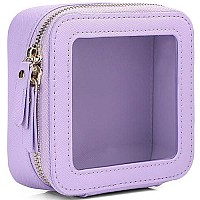 Pinkmik Clear Mini Makeup Bag Transparent Travel Cosmetic Makeup Case Toiletry Bag Small Pouch With Zipper For Women Cpurple