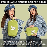 Yoolife Teen Girl Gifts Trendy Stuff Initial Cosmetic Bag Cute Makeup Bag Brush Pouch Teen Girl Gifts Mom Grandma Birthday Gif