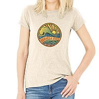 Women Crew Tee Waves And Rays Beige By Delsol For Women 1 Pc Tshirt 2Xl