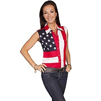 Sleeveless Ladies Starsflag Blouse