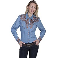 Floral Tooled Emb Blouse