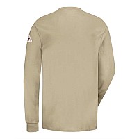 Bulwark Long Sleeve Tagless Henley Shirt Long Sizes Khaki Lt