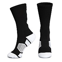 Basketball Socks Half Cushioned Crew Socks Black One Size Fits All