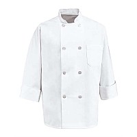 Chef Designs Eight Pearl Button Chef Coat Long Sizes White Lt