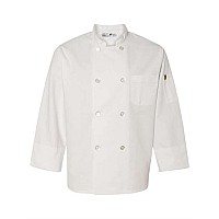 Chef Designs Button Chef Coat With Thermometer Pocket White Xs