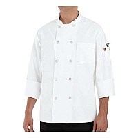 Chef Designs 100 Polyester Ten Pearl Button Chef Coat White L