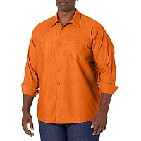 Red Kap Mens Industrial Work Shirt Regular Fit Long Sleeve Orange Xlarge