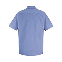 Red Kap Specialized Short Sleeve Pocketless Work Shirt Light Blue M