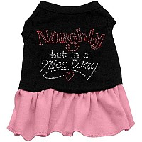 Rhinestone Naughty but in a nice way Dress Black with Light Pink Med