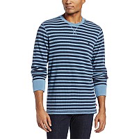 Izod Mens Thermal Stripe Waffle Crew Neck Long Sleeve Shirt