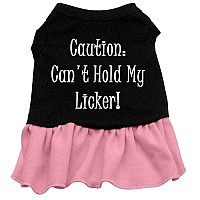 Can'T Hold My Licker Screen Print Dress Black With Light Pink Lg