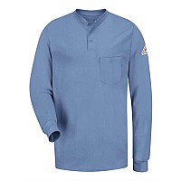 Bulwark Long Sleeve Tagless Henley Shirt Light Blue M