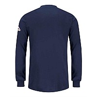 Bulwark Womens Long Sleeve Tagless Henley Shirt Navy L