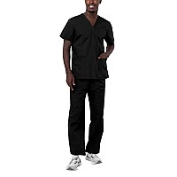 Adar Uniforms Universal Unisex Scrubs Unisex Drawstring Scrub Set 701 Black 3X