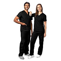 Adar Uniforms Universal Unisex Scrubs Unisex Drawstring Scrub Set 701 Black 3X