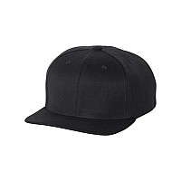 Flexfit 110 Flat Bill Snapback Cap Black One Size