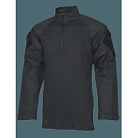 14 Zip Combat Shirt Long Sleeve Black Mens Poly Cotton Xsr