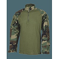 14 Zip Combat Shirt Long Sleeve Woodland Mens 5050 Nyco 2Xll