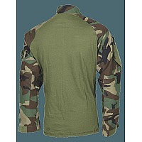 14 Zip Combat Shirt Long Sleeve Woodland Mens 5050 Nyco 2Xll