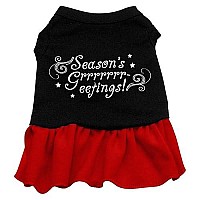 Seasons Greetings Screen Print Dress Black With Red Xxxl