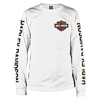 Harleydavidson Mens Long Sleeve Orange Bar Shield White Shirt 30291964 Xl