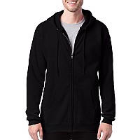 Hanes Mens Full Zip Ultimate Heavyweight Hoodie Black Small