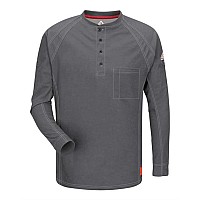 Bulwark Long Sleeve Henley Long Sizes Charcoal Lt