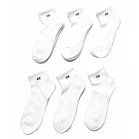 Calvin Klein Mens Socks Cotton Cushioned Above Ankle Athletic Minicrew Socks 6 Pack Size Shoe Size 712 White